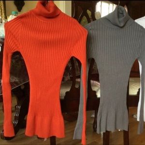 Body Central WIDE RIBBED TURTLENECK SWEATER, Orange, S